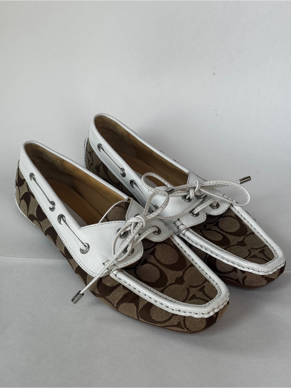 Coach Shaina II Signature C Jacquard Boat Shoes Loafers 9.5